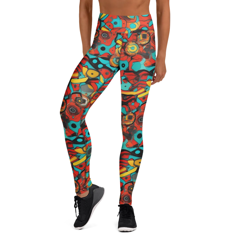 Turquoise Machine on Yoga Leggings — Front