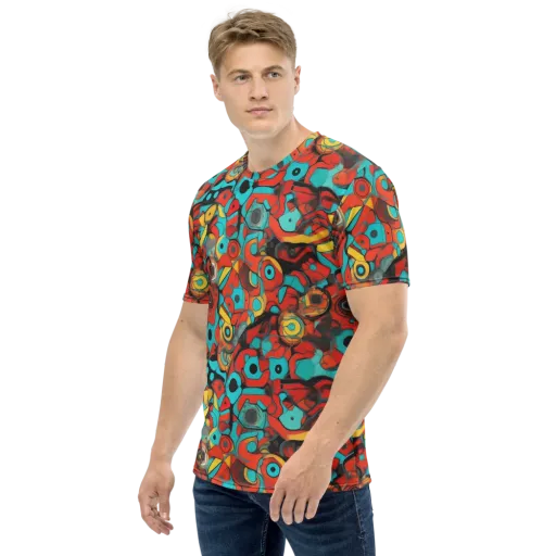 Turquoise Machine on a Men's Crew Neck T-Shirt