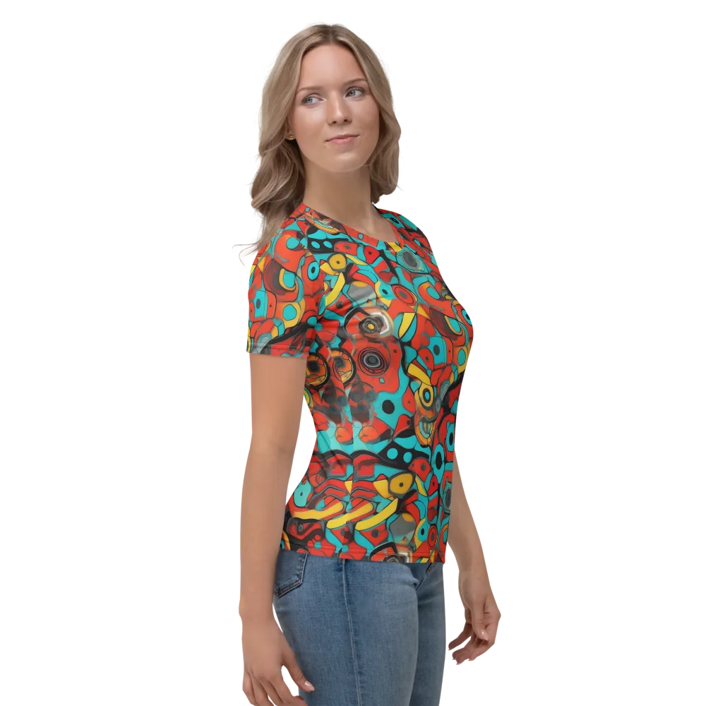 Turquoise Machine on Women's Crew Neck T-Shirt — Right