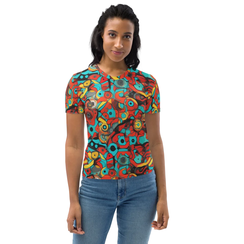 Turquoise Machine on Women's Crew Neck T-Shirt — Front