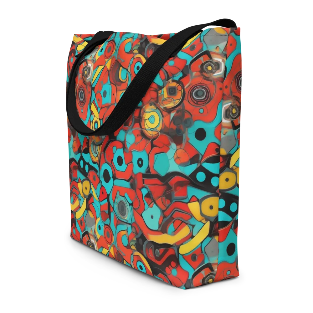 Turquoise Machine on Large Tote Bag W/ Pocket — Front