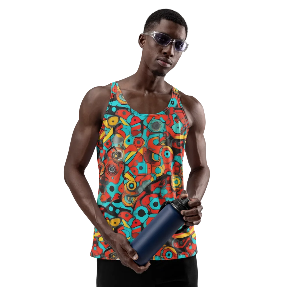 Turquoise Machine on Men's Tank Top — Front