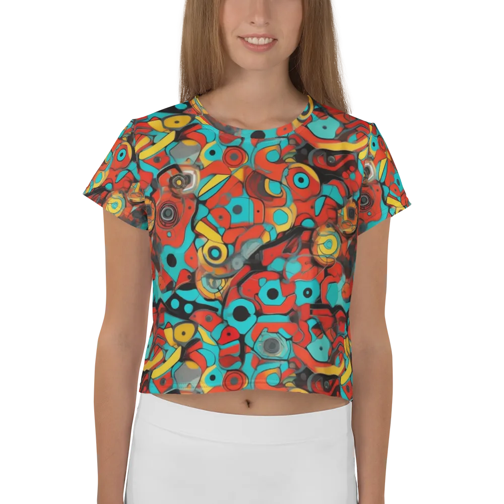 Turquoise Machine on Crop Tee — Front