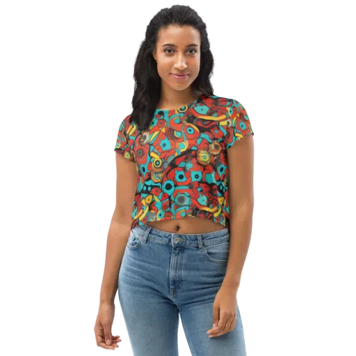 Turquoise Machine on a Crop Tee