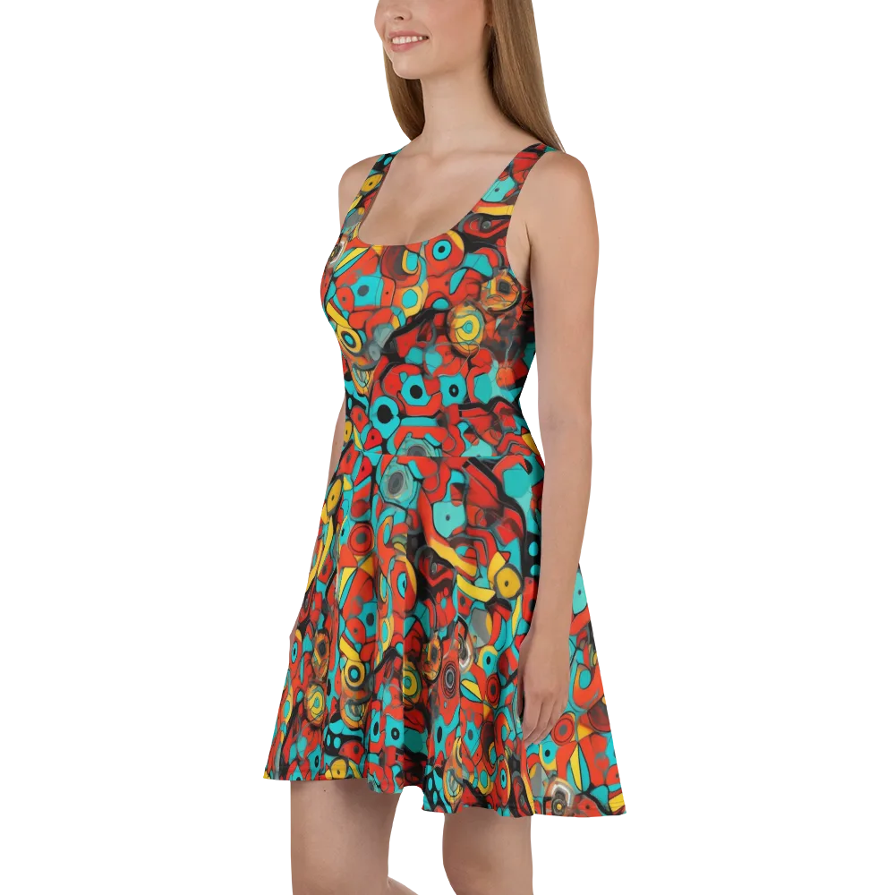 Turquoise Machine on Skater Dress — Left