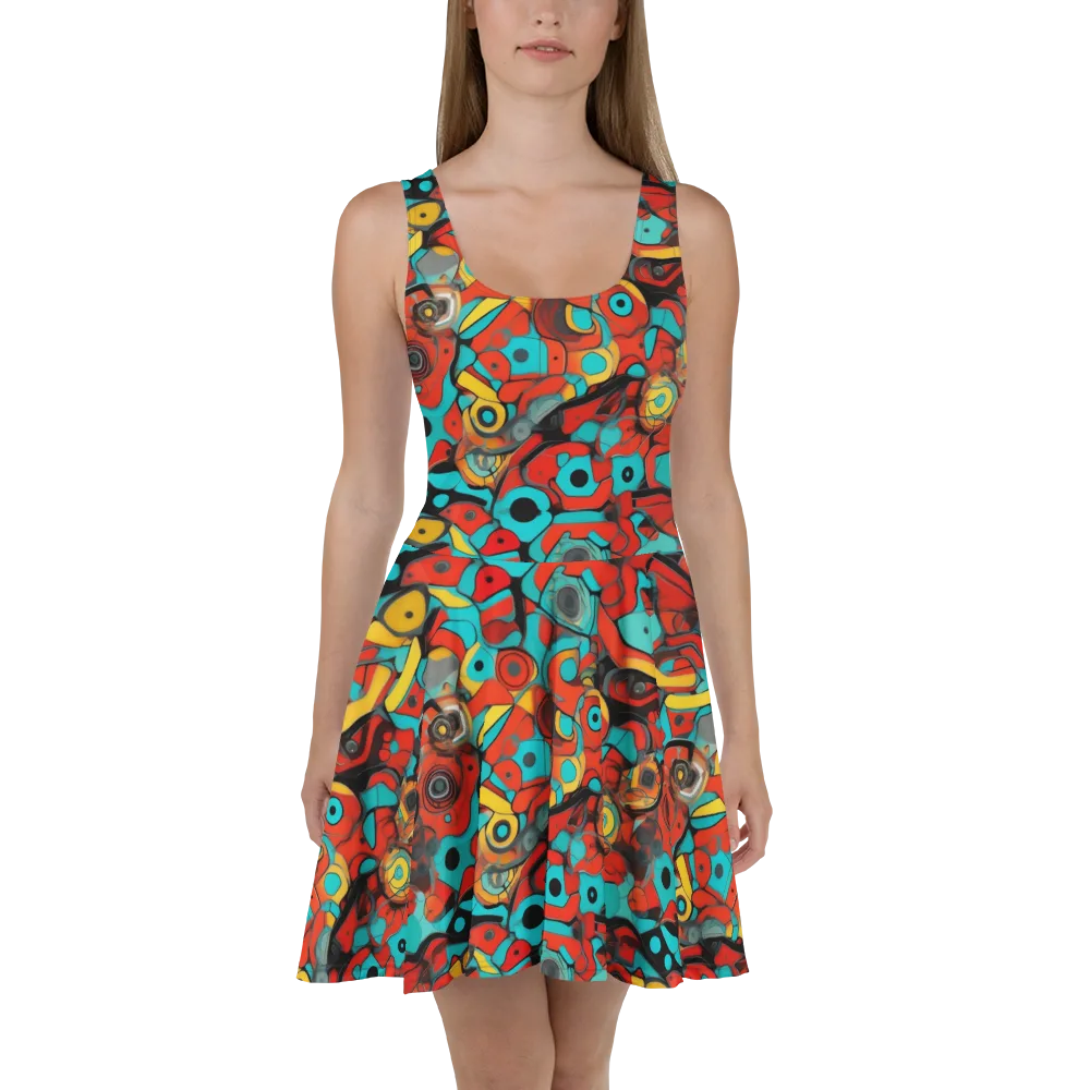 Turquoise Machine on Skater Dress — Front