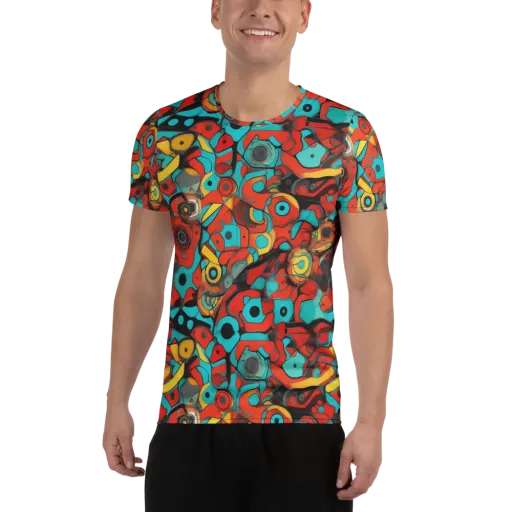 Turquoise Machine on a Men's Athletic T-Shirt