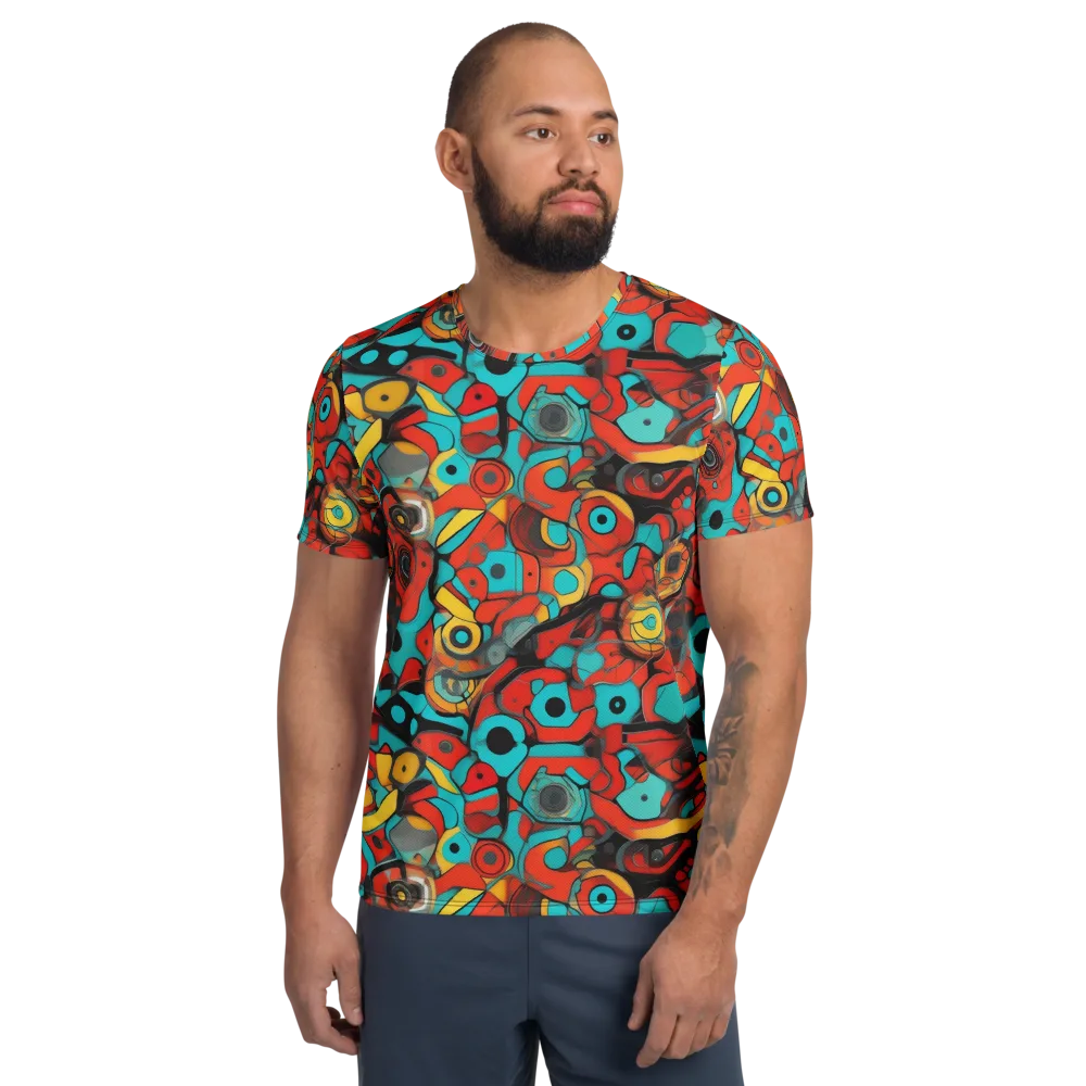 Turquoise Machine on Men's Athletic T-Shirt — Front