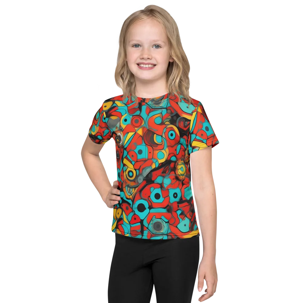 Turquoise Machine on Kids Crew Neck T-Shirt — Front