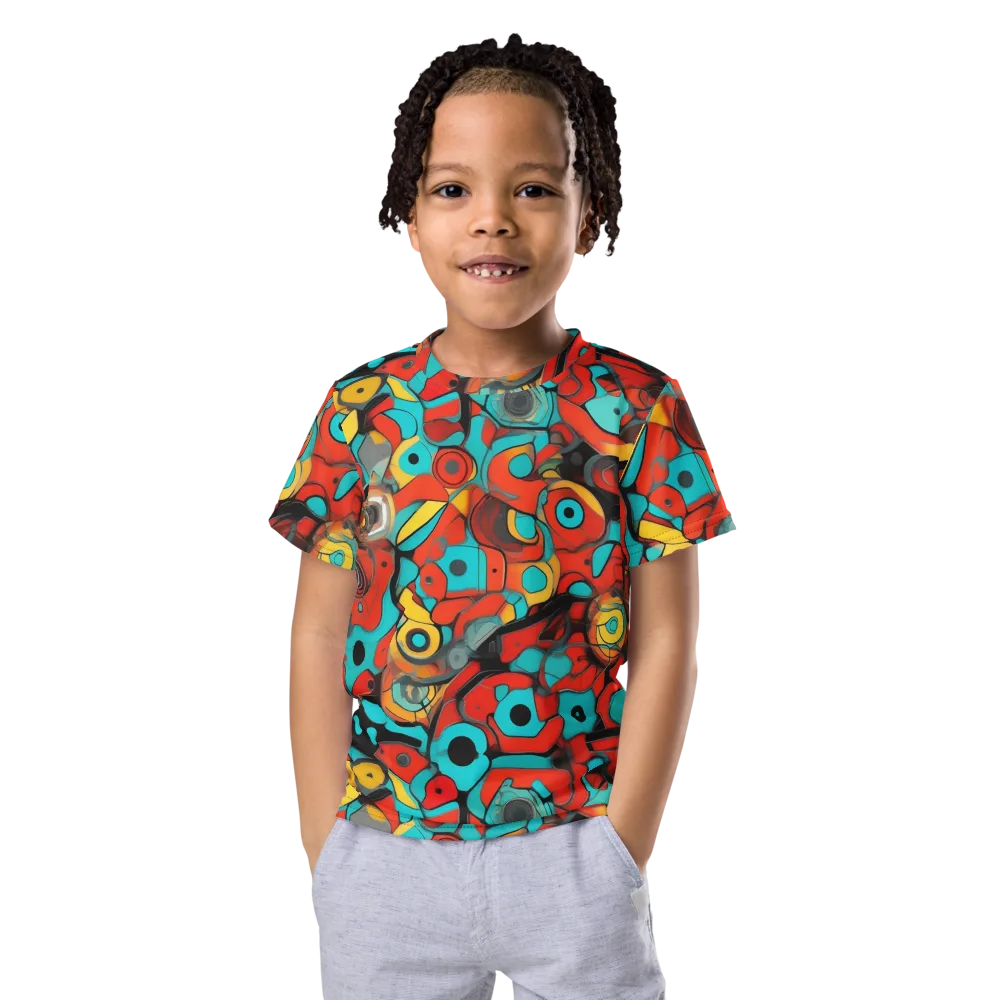 Turquoise Machine on Kids Crew Neck T-Shirt — Front