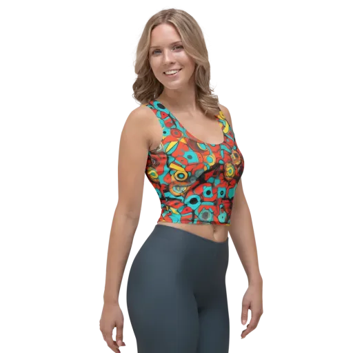 Turquoise Machine on Crop Top
