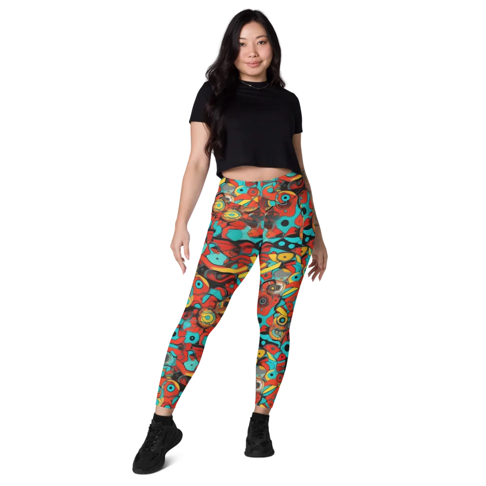 Turquoise Machine on Leggings with Pockets — Front