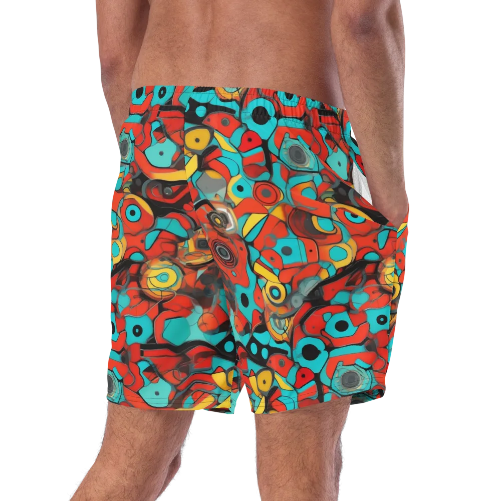 Turquoise Machine on Swim Trunks — Right Back