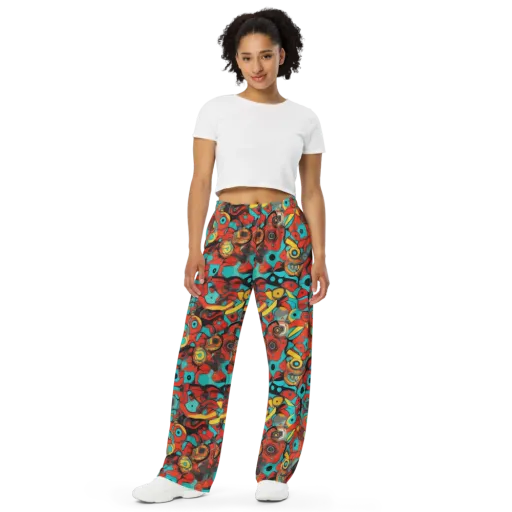 Turquoise Machine on a Wide-Leg Pants