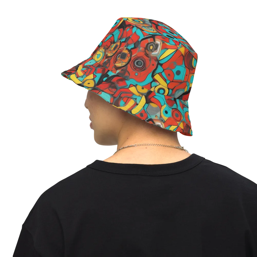 Turquoise Machine on Reversible Bucket Hat — Back Inside