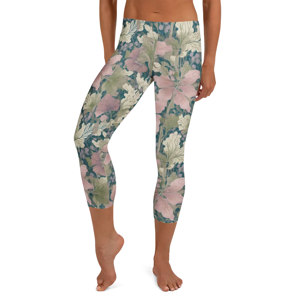 Petal Reverie on Capri Leggings — Front