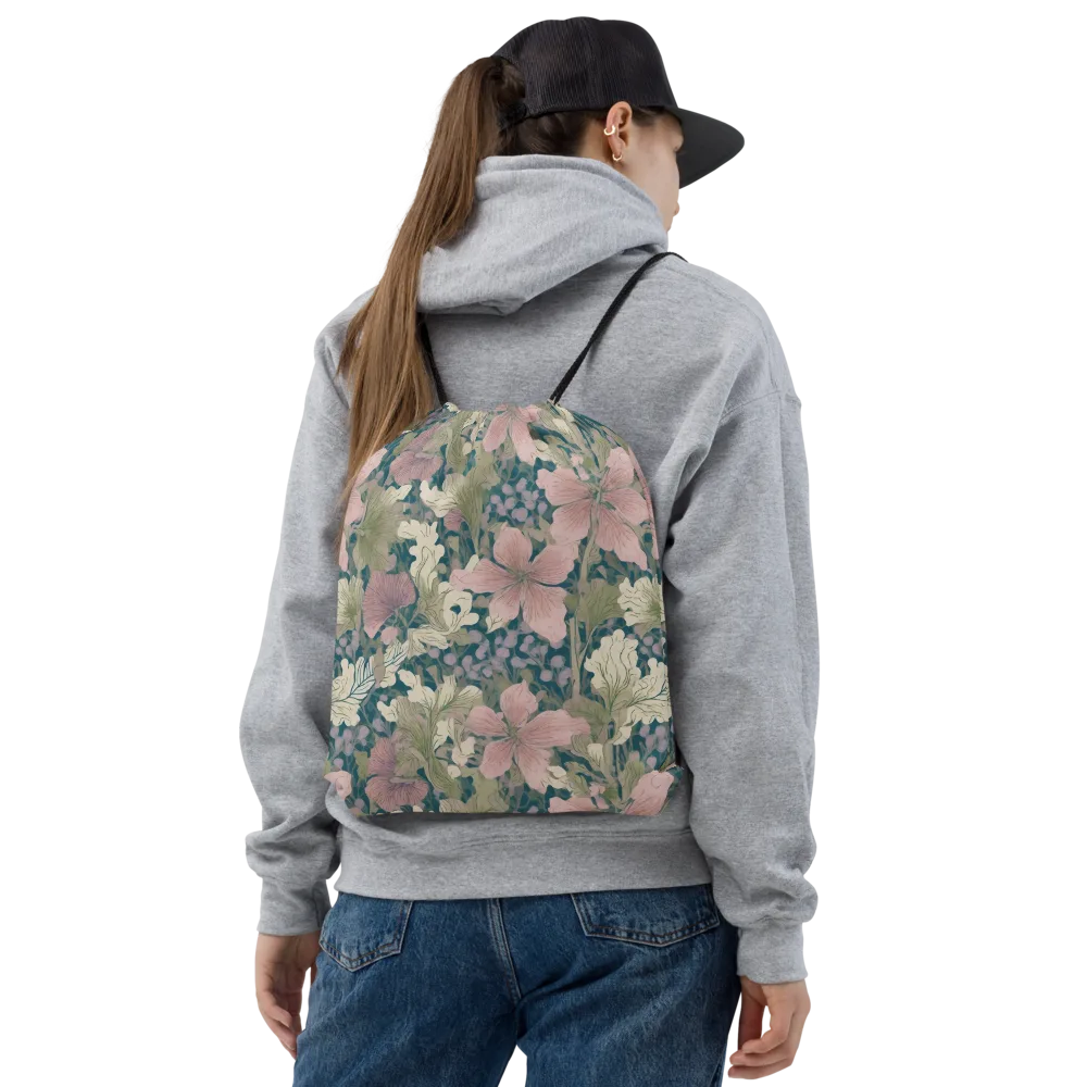 Petal Reverie on Drawstring Bag — Front