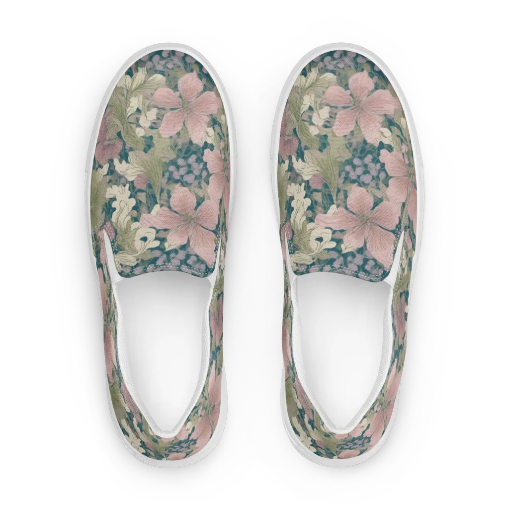 Petal Reverie on Women's Slip-On Canvas Shoes — Front