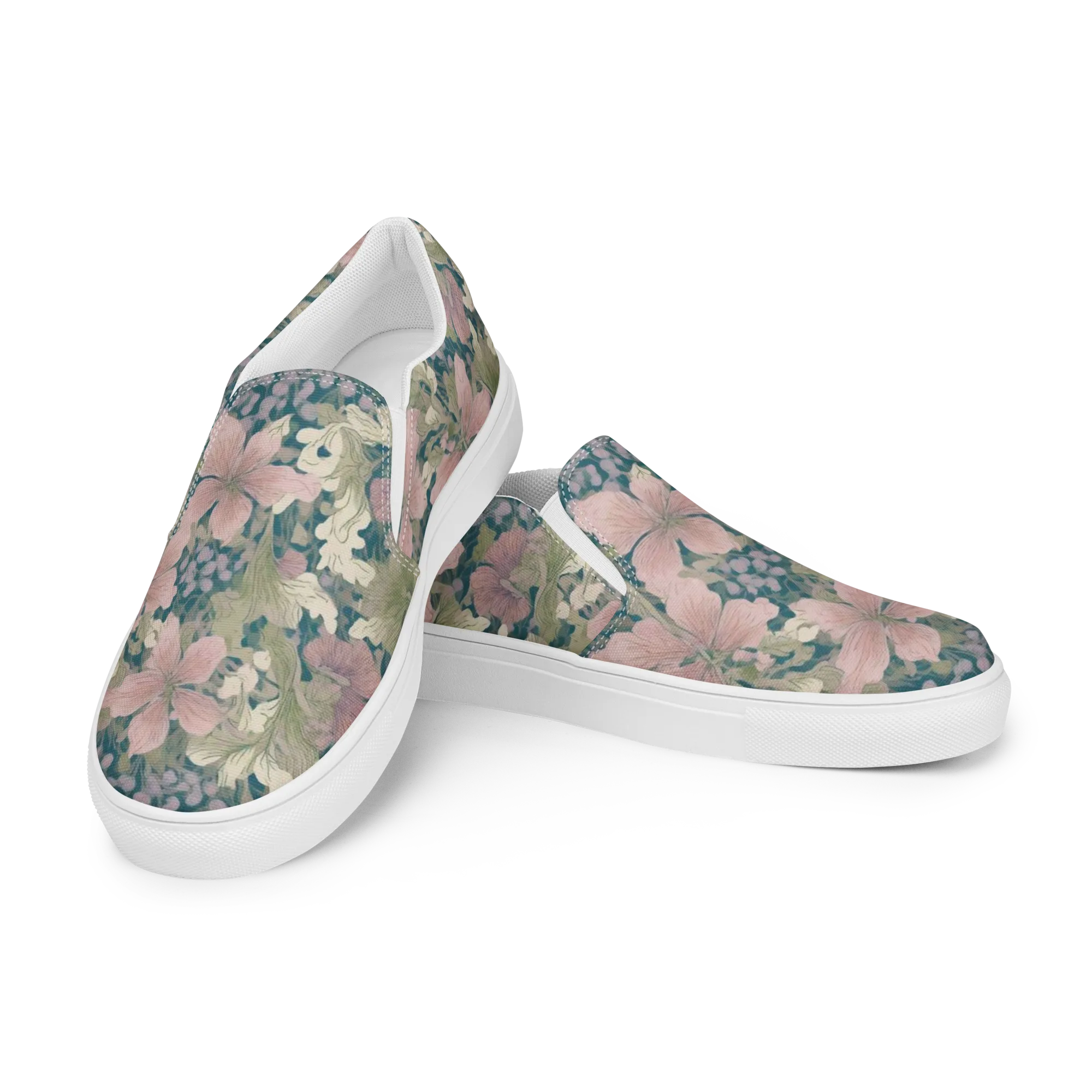Petal Reverie on Women's Slip-On Canvas Shoes — Left Front