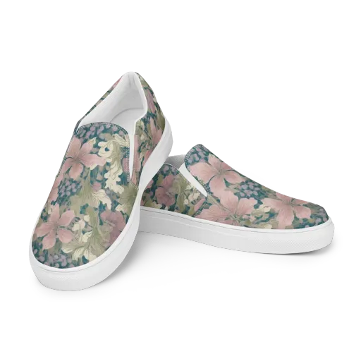 Petal Reverie on Women's Slip-On Canvas Shoes