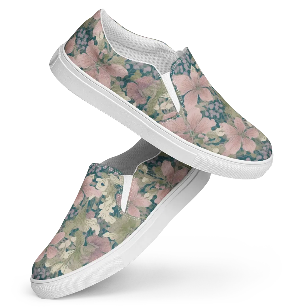 Petal Reverie on Women's Slip-On Canvas Shoes — Front