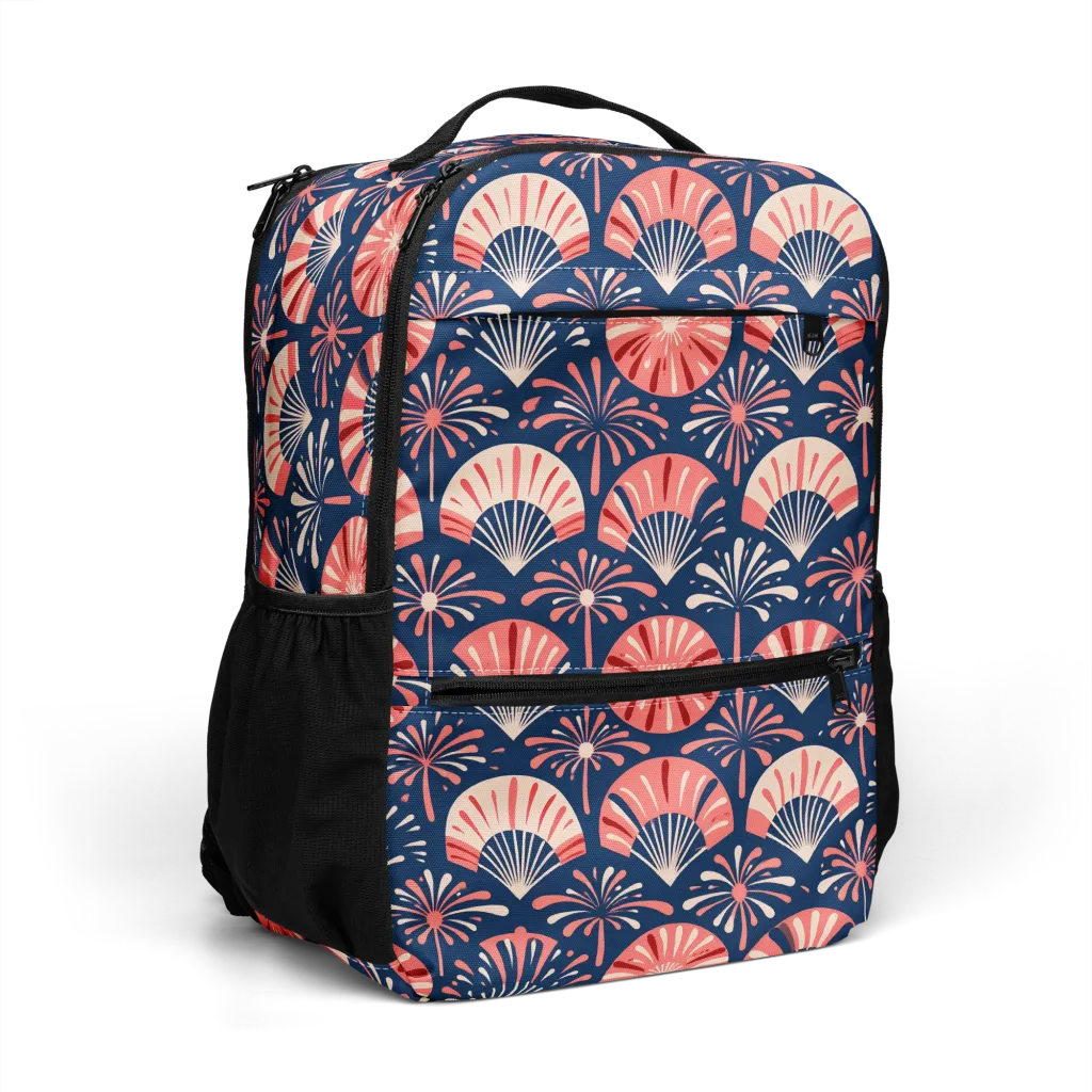 Navy Bloom Parade on Utility Backpack — Right Front