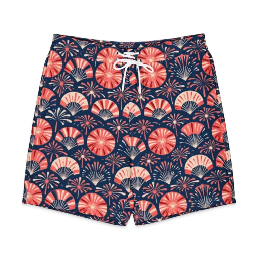 Navy Bloom Parade on a Men's Board Shorts