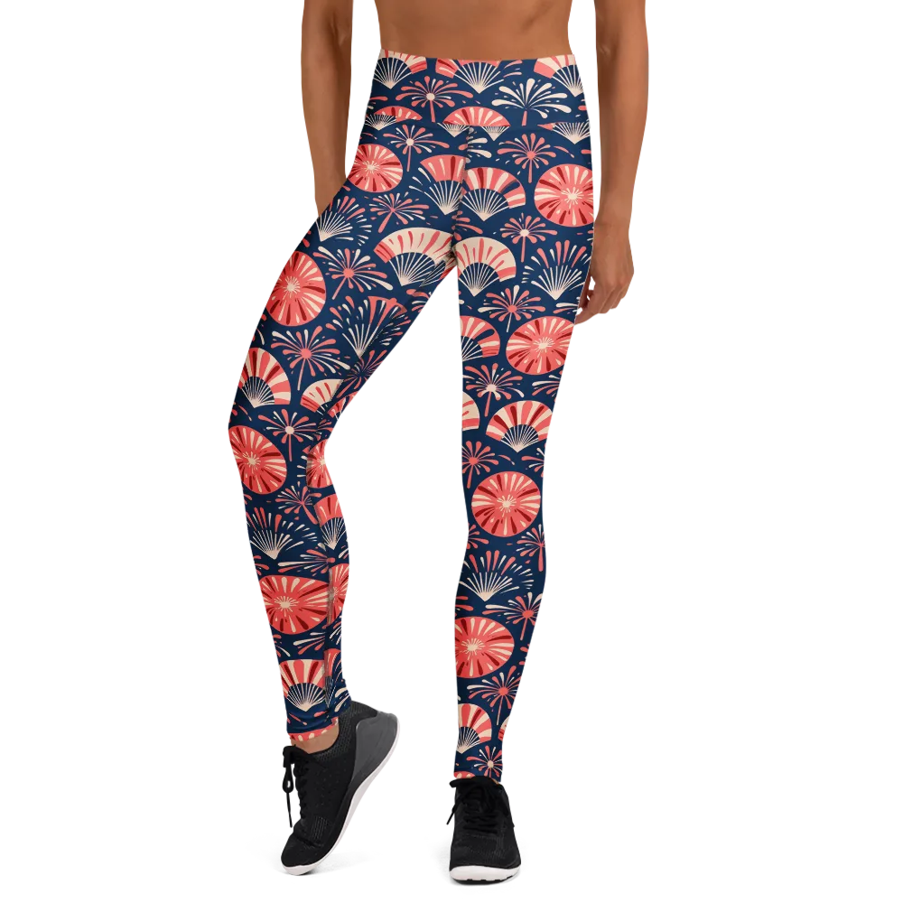 Navy Bloom Parade on Yoga Leggings — Front