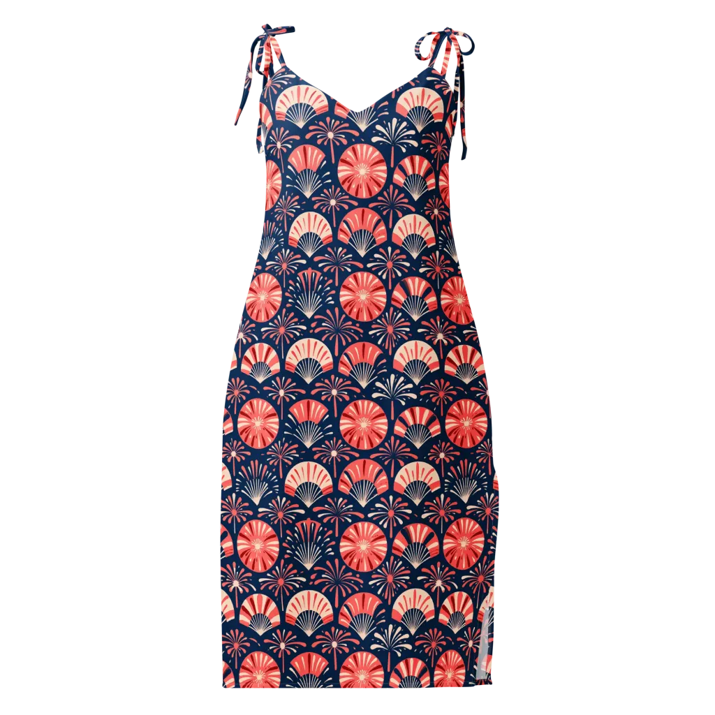 Navy Bloom Parade on Slip Dress — Front