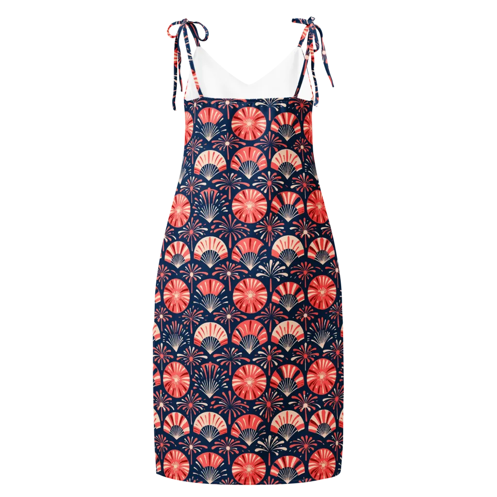 Navy Bloom Parade on Slip Dress — Back
