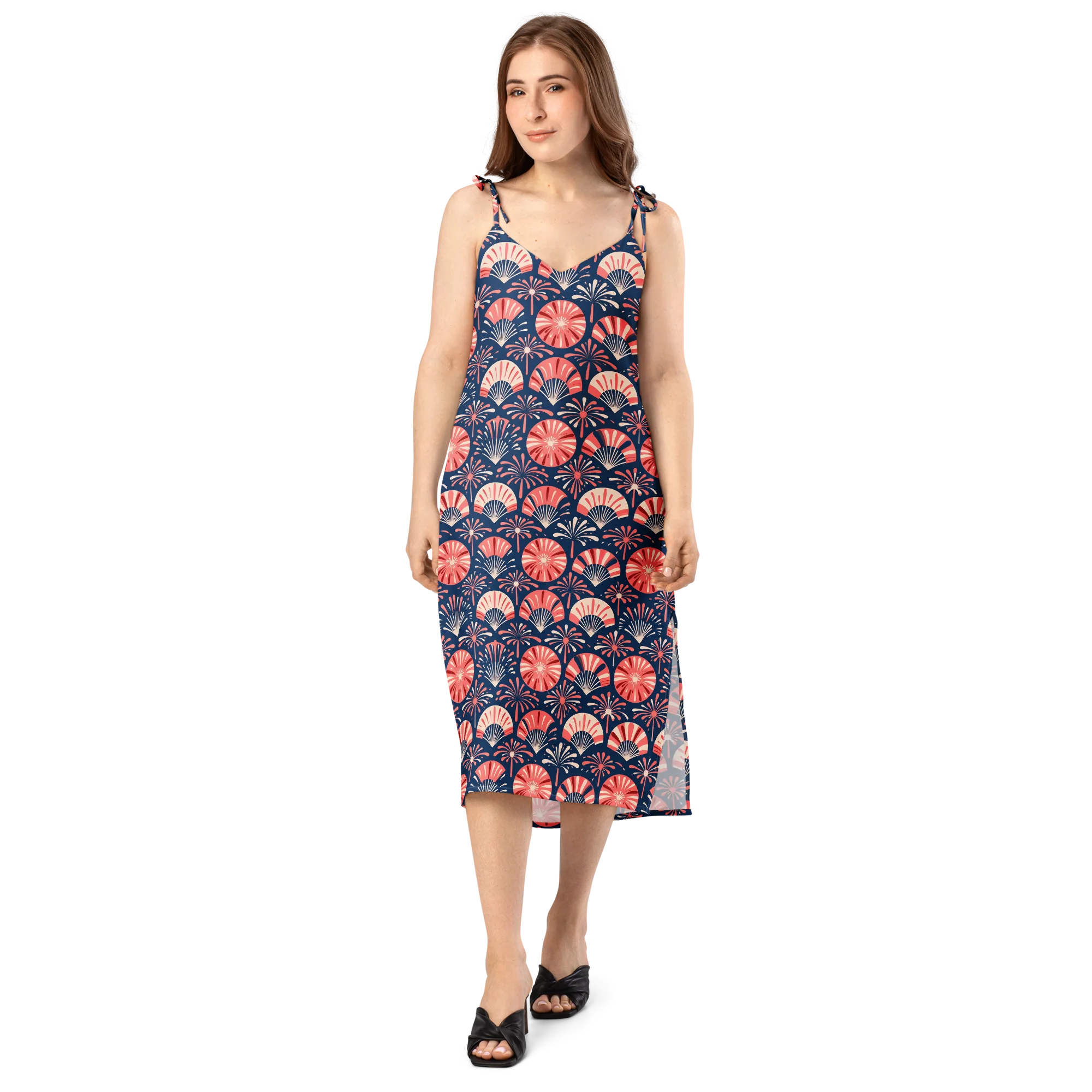 Navy Bloom Parade on Slip Dress — Front