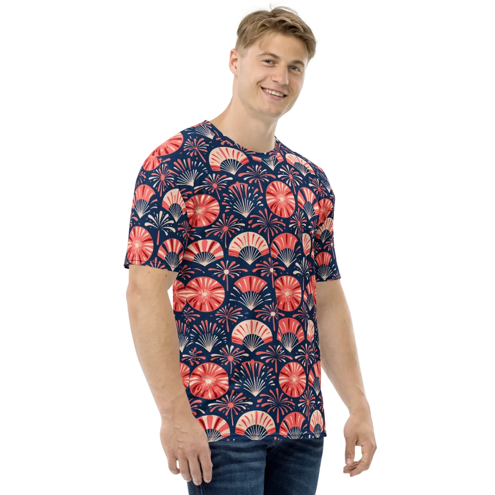 Navy Bloom Parade on Men's Crew Neck T-Shirt — Right