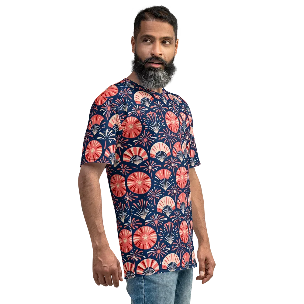 Navy Bloom Parade on Men's Crew Neck T-Shirt — Right