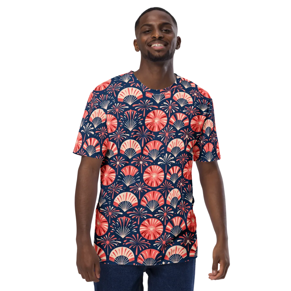 Navy Bloom Parade on Men's Crew Neck T-Shirt — Front