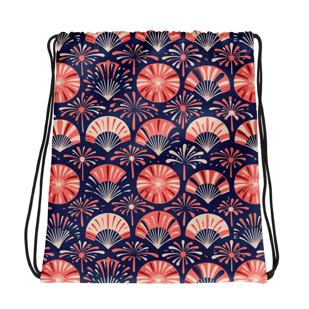 Navy Bloom Parade on Drawstring Bag — Photo