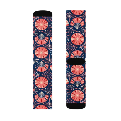 Navy Bloom Parade on a Socks