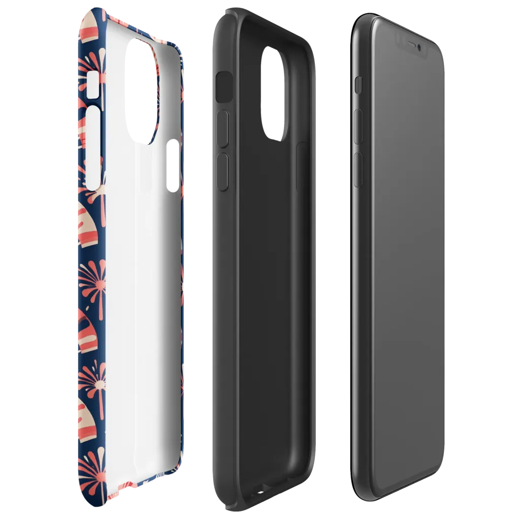 Navy Bloom Parade on Tough Case for iPhone® — Right
