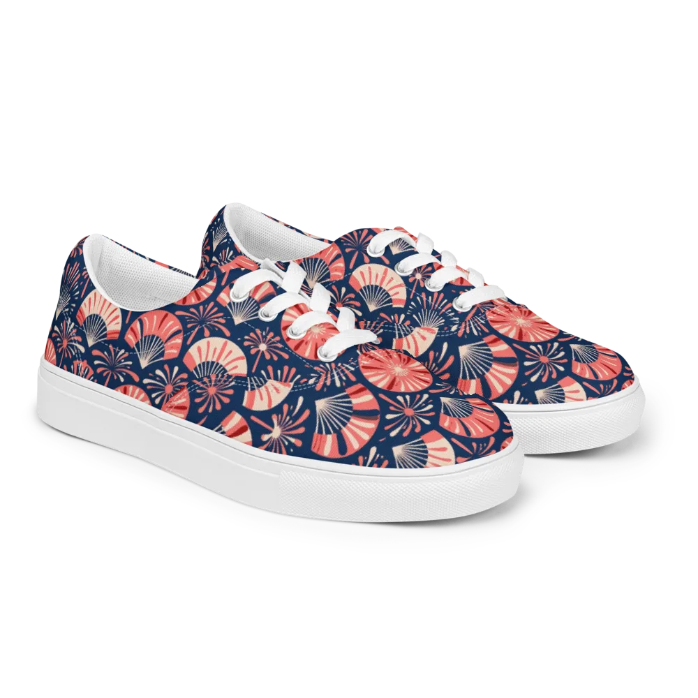 Navy Bloom Parade on Men's Lace-Up Canvas Shoes — Right Front