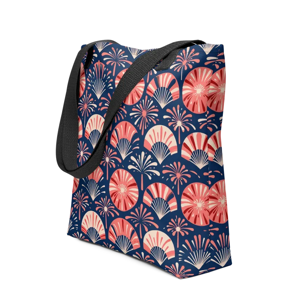 Navy Bloom Parade on Tote Bag — Front