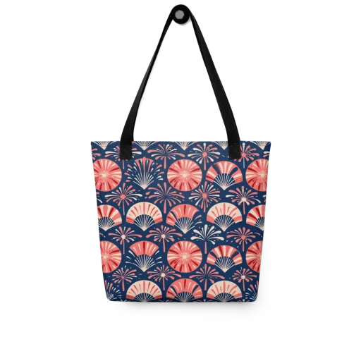 Navy Bloom Parade on a Tote Bag