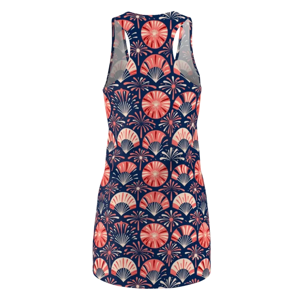 Navy Bloom Parade on Racerback Dress — Back