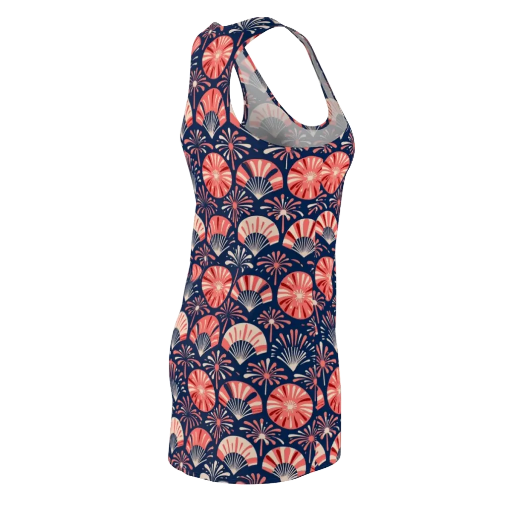 Navy Bloom Parade on Racerback Dress — Back Side