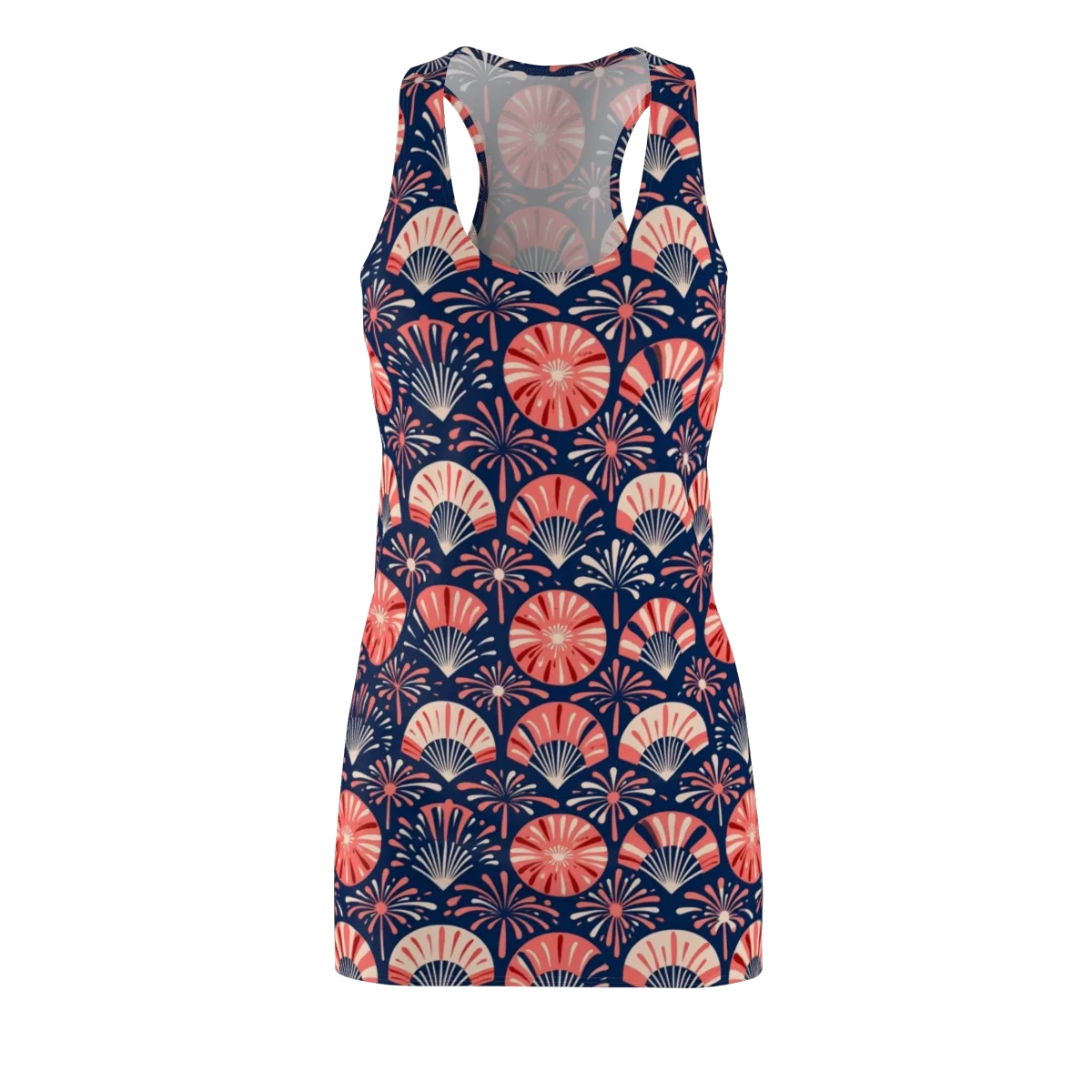 Navy Bloom Parade on Racerback Dress — Front