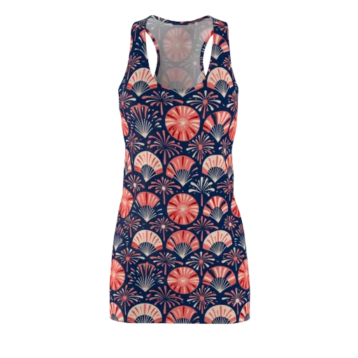 Navy Bloom Parade on a Racerback Dress