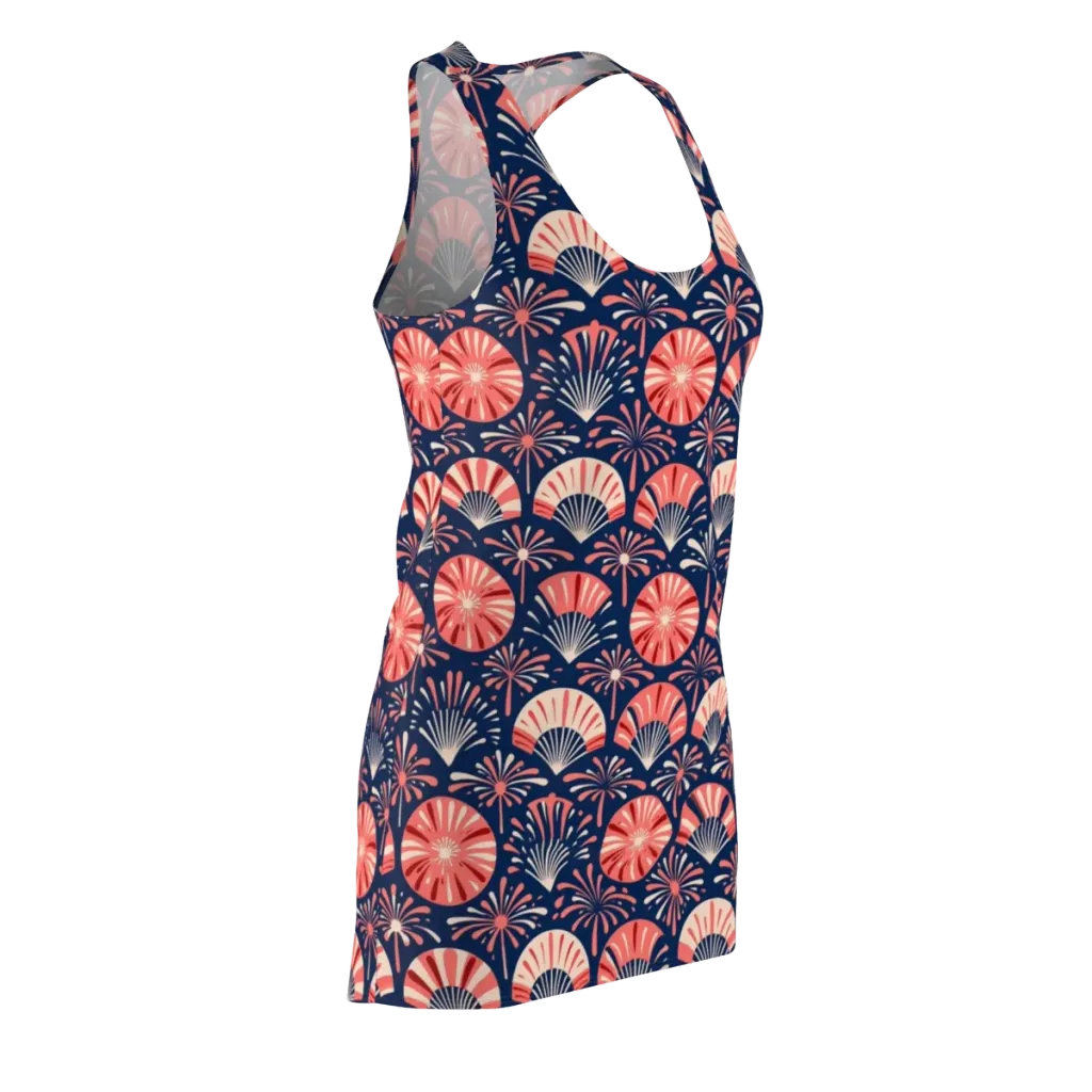 Navy Bloom Parade on Racerback Dress — Front Side