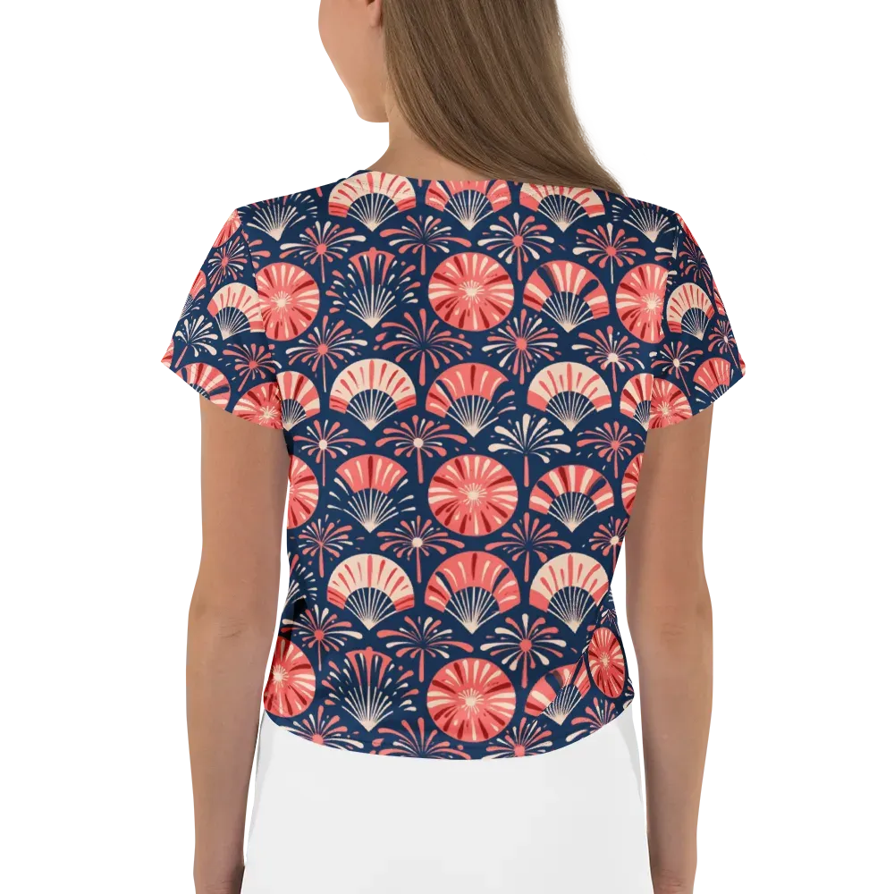 Navy Bloom Parade on Crop Tee — Back