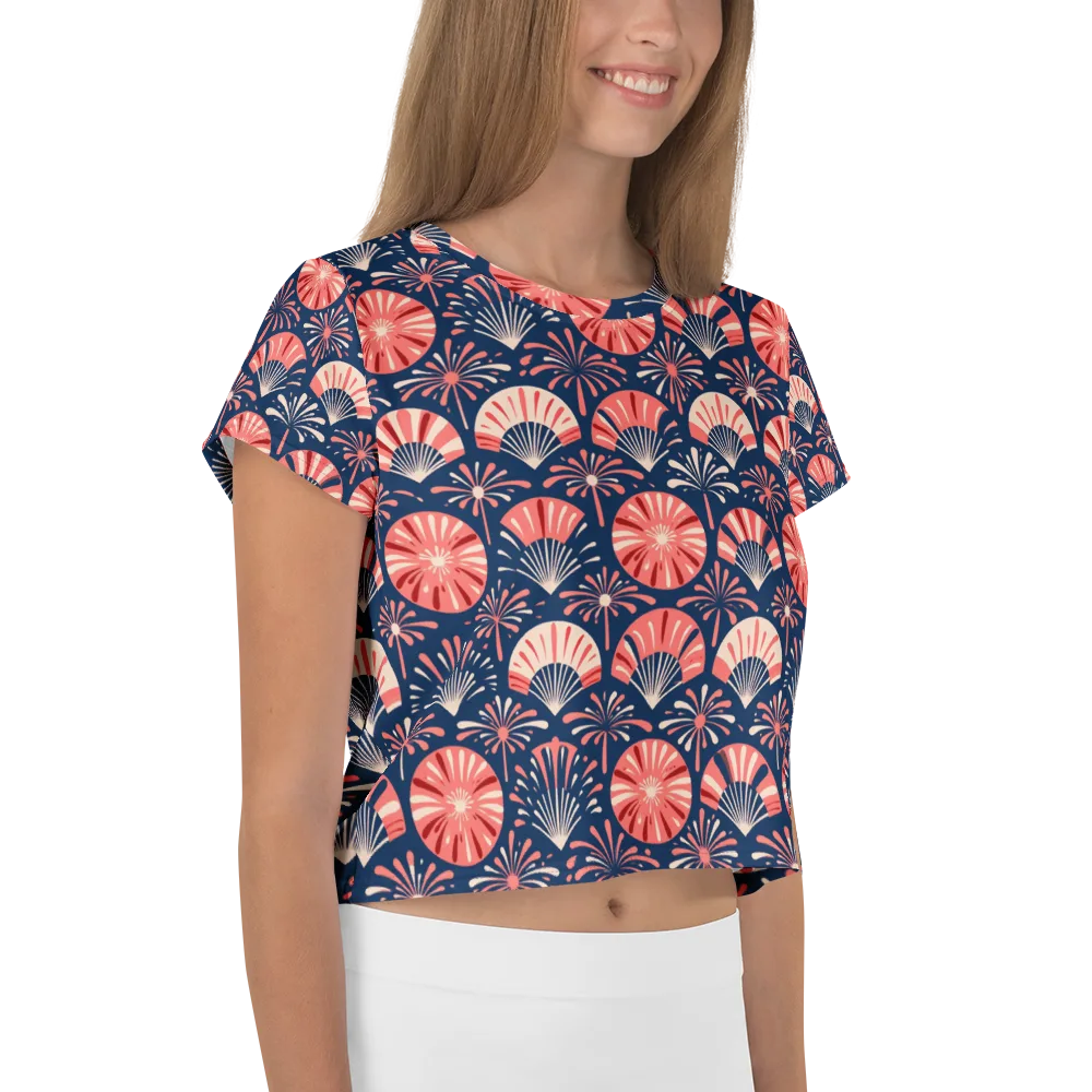Navy Bloom Parade on Crop Tee — Right