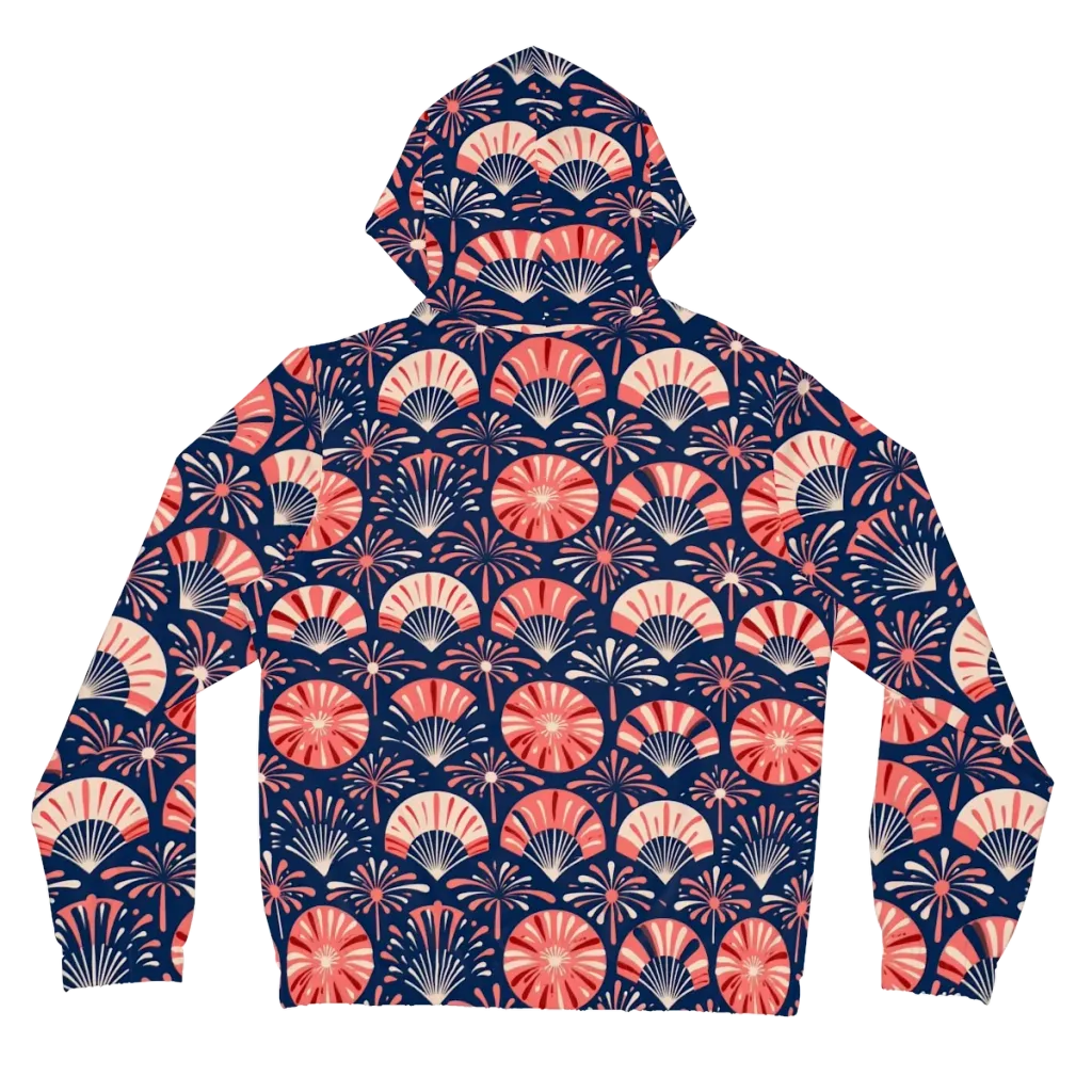 Navy Bloom Parade on Women's Full-Zip Hoodie — Back