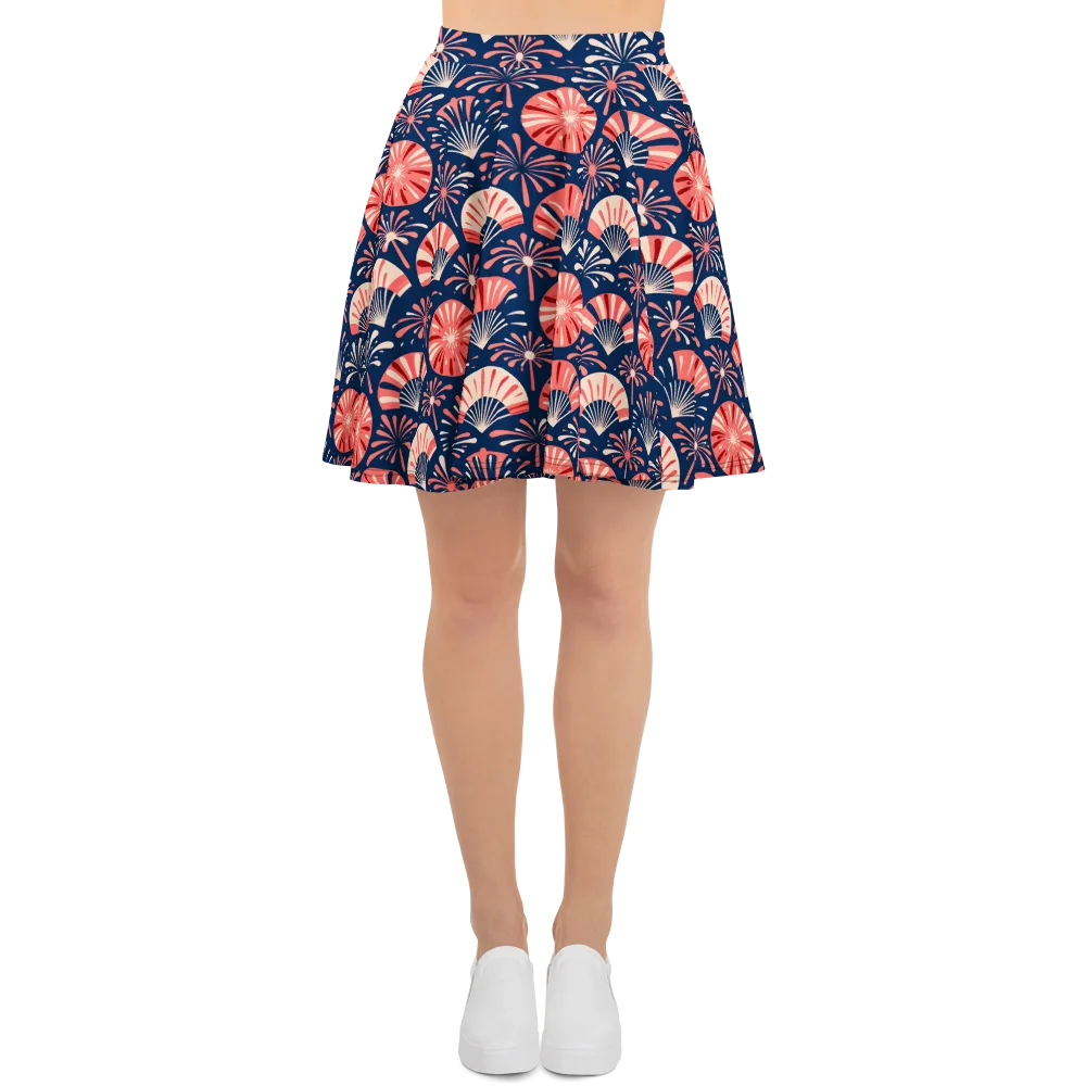 Navy Bloom Parade on Skater Skirt — Front