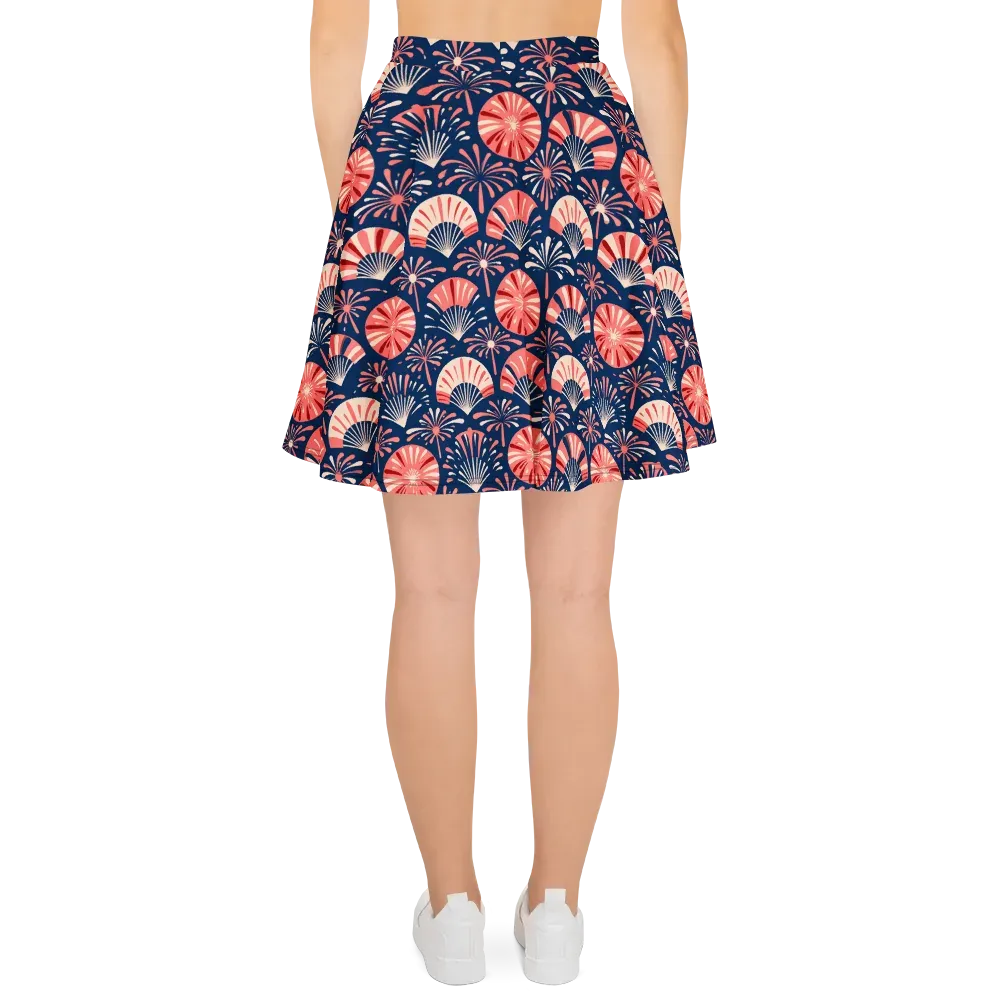 Navy Bloom Parade on Skater Skirt — Back